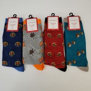 Club Room Holiday, Thanksgiving, Pumpkin, Acorn, Fall, 4PK Crew Socks